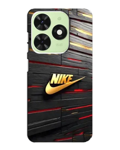 Чехол для TECNO Pop 8 с картинкой «Золотой Nike на металле»