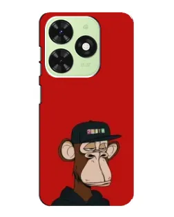Чехол для TECNO Pop 8 с картинкой «Bored Ape — красный фон»