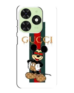 Чехол для TECNO Pop 8 с картинкой «Микки Маус Gucci — полосы»
