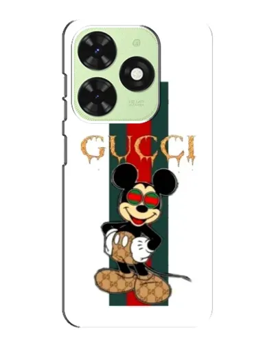 Чехол для TECNO Pop 8 с картинкой «Микки Маус Gucci — полосы»