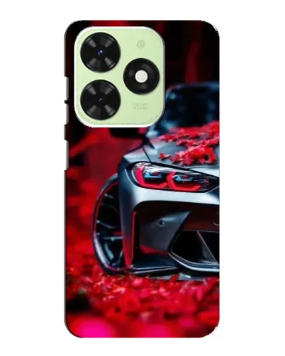 Чехол для TECNO Pop 8 с картинкой «Спортивная BMW и цветы»