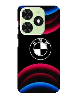 Чехол для TECNO Pop 8 с картинкой «Логотип BMW и неоновые дуги»