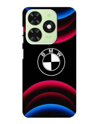 Чехол для TECNO Pop 8 с картинкой «Логотип BMW и неоновые дуги»
