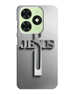 Чохол для TECNO Pop 8 з картинкою «Металевий хрест Jesus»