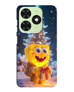 Чехол для TECNO Pop 8 с картинкой «Рождественский Спанч Боб»