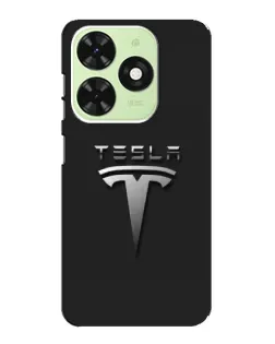 Чехол для TECNO Pop 8 с картинкой «Стальной логотип Tesla»