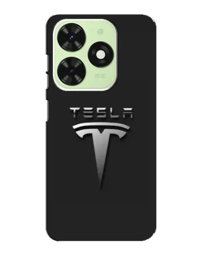 Чехол для TECNO Pop 8 с картинкой «Стальной логотип Tesla»