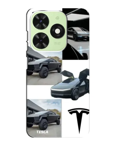 Чехол для TECNO Pop 8 с картинкой «Коллаж Cybertruck Tesla»