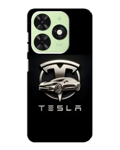 Чехол для TECNO Pop 8 с картинкой «Tesla — серебристое авто»