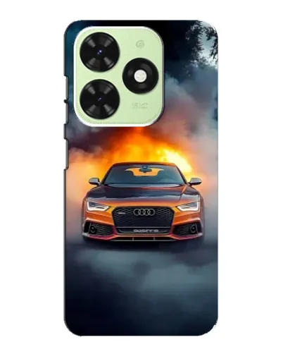 Чехол для TECNO Pop 8 с картинкой «Audi в огненном дыму»