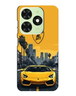 Чехол для TECNO Pop 8 с картинкой «Желтый Lamborghini город»