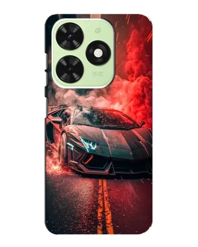 Чехол для TECNO Pop 8 с картинкой «Lamborghini красный дым»