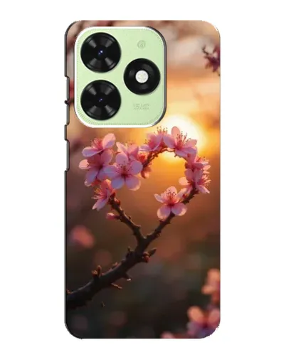 Чохол для TECNO Pop 8 з картинкою «Рожевий цвіт  сердечко на тлі заходу»