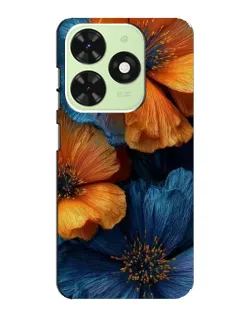 Чохол для TECNO Pop 8 з картинкою «Яскрава синьо-помаранчева флора»