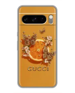 Чехол для TECNO Pop X с картинкой «Gucci — золотые бабочки»