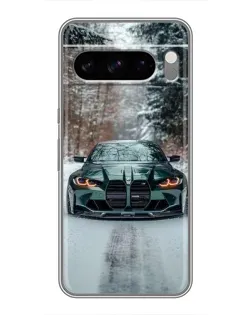 Чохол для TECNO Pop X з картинкою «BMW у зимовому лісі»