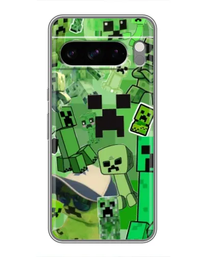 Чехол для TECNO Pop X с картинкой «Криперы Minecraft»