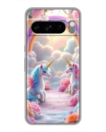 Чехол для TECNO Pop X с картинкой «Радуга и единороги»