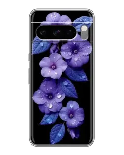 Чохол для TECNO Pop X з картинкою «Фіолетові квіти з росою»