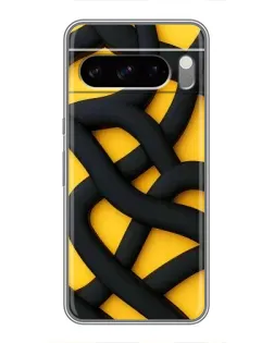 Чехол для TECNO Pop X с картинкой «Черное желтое переплетение»
