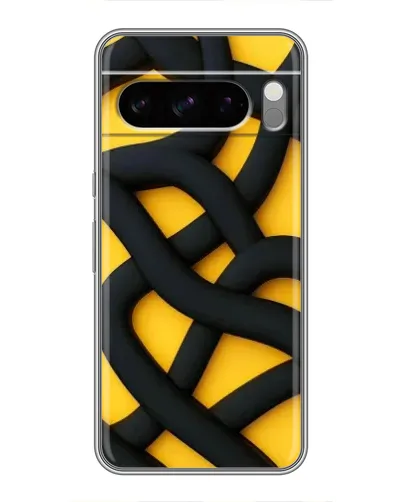 Чехол для TECNO Pop X с картинкой «Черное желтое переплетение»