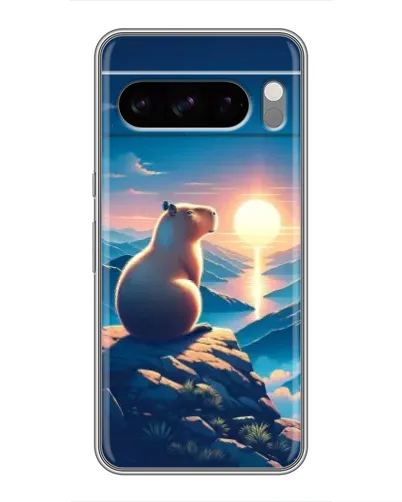 Чохол для TECNO Pop X з картинкою «Захід сонця з капібарою»