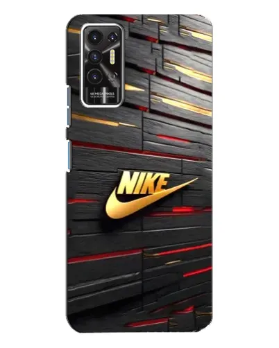Чехол для TECNO Pova 2 (LE7n) с картинкой «Золотой Nike на металле»
