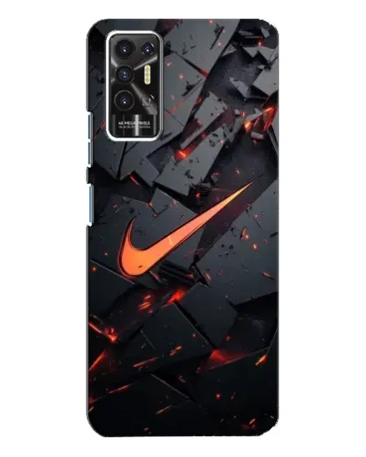 Чехол для TECNO Pova 2 (LE7n) с картинкой «Nike — эффект разломов»