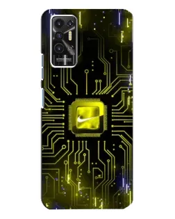 Чехол для TECNO Pova 2 (LE7n) с картинкой «Nike — золотая искра»