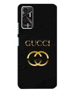 Чехол для TECNO Pova 2 (LE7n) с картинкой «Золотой логотип Gucci»