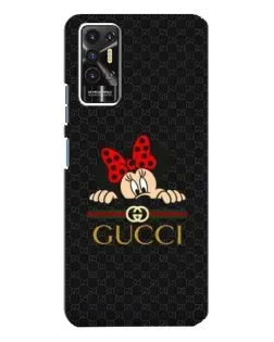 Чехол для TECNO Pova 2 (LE7n) с картинкой «Минни Маус Gucci — черный»