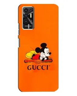 Чехол для TECNO Pova 2 (LE7n) с картинкой «Микки Маус Gucci — оранж»