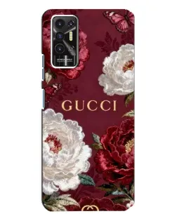 Чехол для TECNO Pova 2 (LE7n) с картинкой «Gucci — бордовые розы»