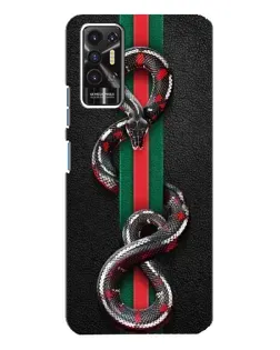 Чехол для TECNO Pova 2 (LE7n) с картинкой «Gucci — змея на полосе»