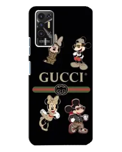 Чехол для TECNO Pova 2 (LE7n) с картинкой «Gucci — герои Disney и монограмма»