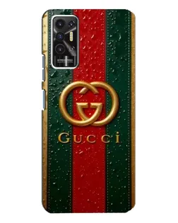Чехол для TECNO Pova 2 (LE7n) с картинкой «Gucci — фирменная полоса и золото»