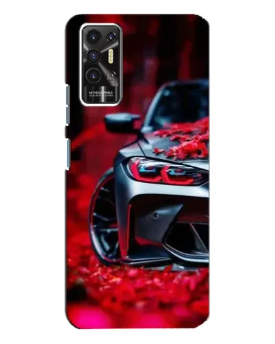 Чохол для TECNO Pova 2 (LE7n) з картинкою «Спортивна BMW та квіти»