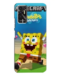 Чохол для TECNO Pova 2 (LE7n) з картинкою «Губка Боб Minecraft»