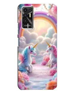 Чехол для TECNO Pova 2 (LE7n) с картинкой «Радуга и единороги»