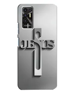 Чехол для TECNO Pova 2 (LE7n) с картинкой «Металлический крест Jesus»