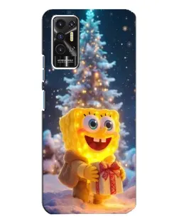 Чохол для TECNO Pova 2 (LE7n) з картинкою «Різдвяний Спанч Боб»