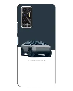 Чохол для TECNO Pova 2 (LE7n) з картинкою «Сріблястий Cybertruck Tesla»