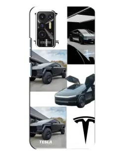 Чохол для TECNO Pova 2 (LE7n) з картинкою «Колаж Cybertruck Tesla»