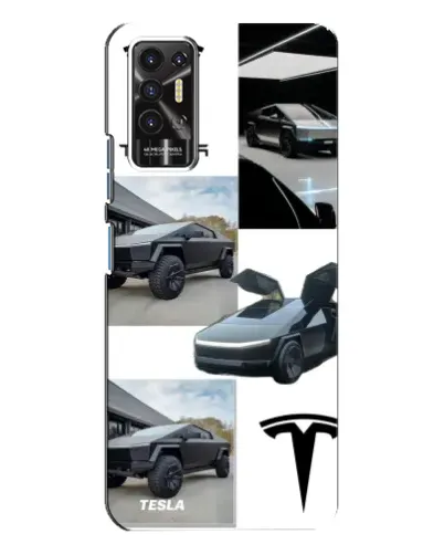 Чохол для TECNO Pova 2 (LE7n) з картинкою «Колаж Cybertruck Tesla»