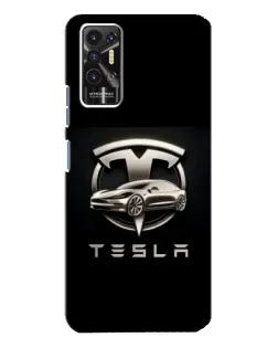 Чохол для TECNO Pova 2 (LE7n) з картинкою «Tesla — срібне авто»