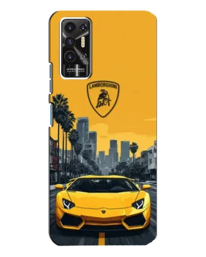 Чохол для TECNO Pova 2 (LE7n) з картинкою «Жовтий Lamborghini місто»