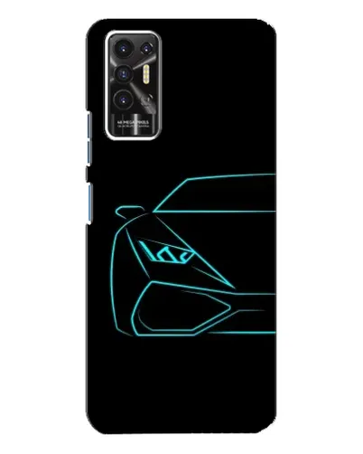 Чохол для TECNO Pova 2 (LE7n) з картинкою «Блакитний силует Lamborghini»