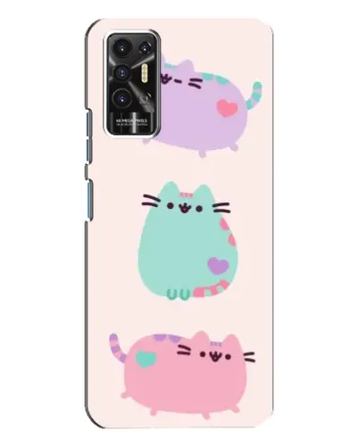 Чехол для TECNO Pova 2 (LE7n) с картинкой «Pusheen трио»