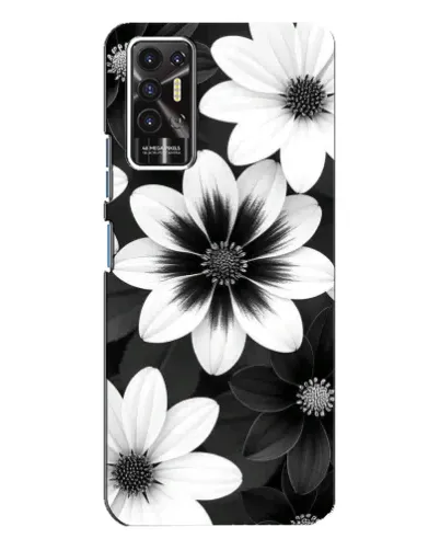 Чехол для TECNO Pova 2 (LE7n) с картинкой «Монохромные астры»
