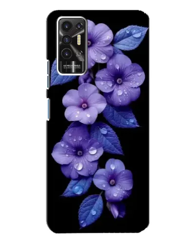 Чехол для TECNO Pova 2 (LE7n) с картинкой «Фиолетовые цветы с росою»